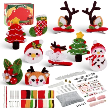 Needle punched felt kit with multiple colors, wool felt tools, manual spinning process supplies, entry-level kit