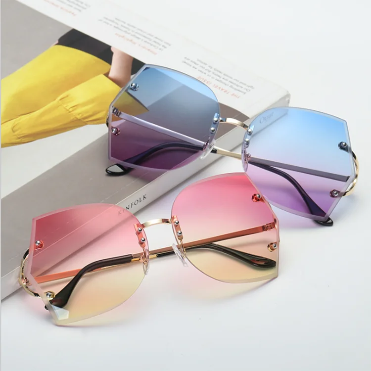 big rimless sunglasses