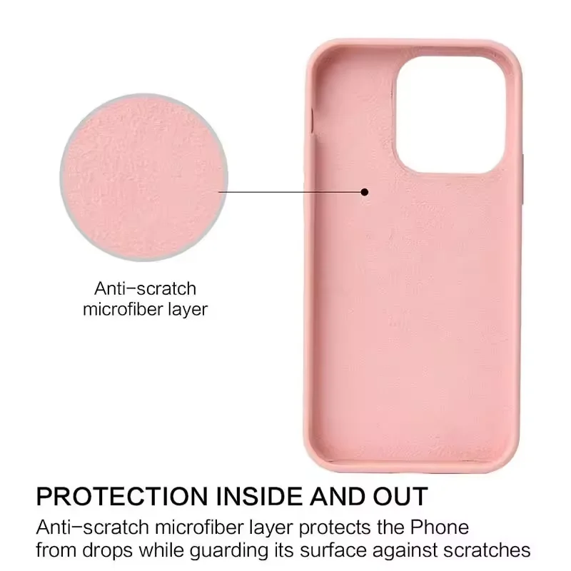 Silicone Phone case Microfiber Inside Custom logo Back Cover Silicon for iphone
