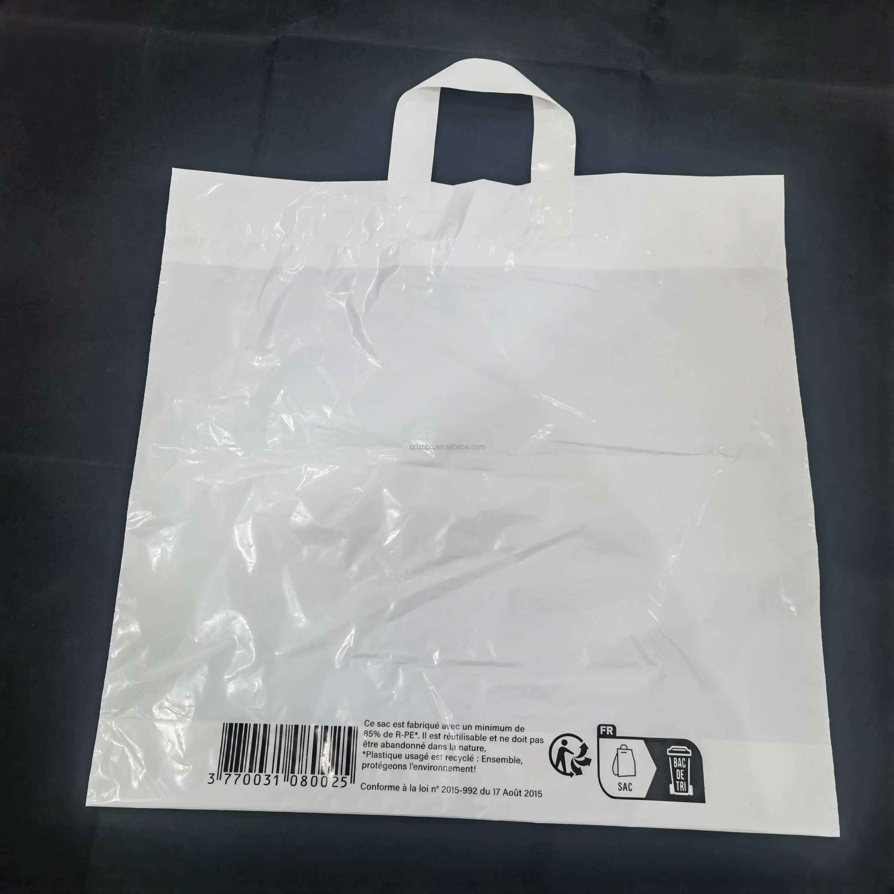 Custom Reinforced Soft Loop Handle Shopping Bag UK Recycled Plastic Retail Bag