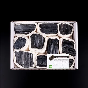 Wholesale Natural Raw Quartz Crystal black tourmaline Cluster rough Box for gift