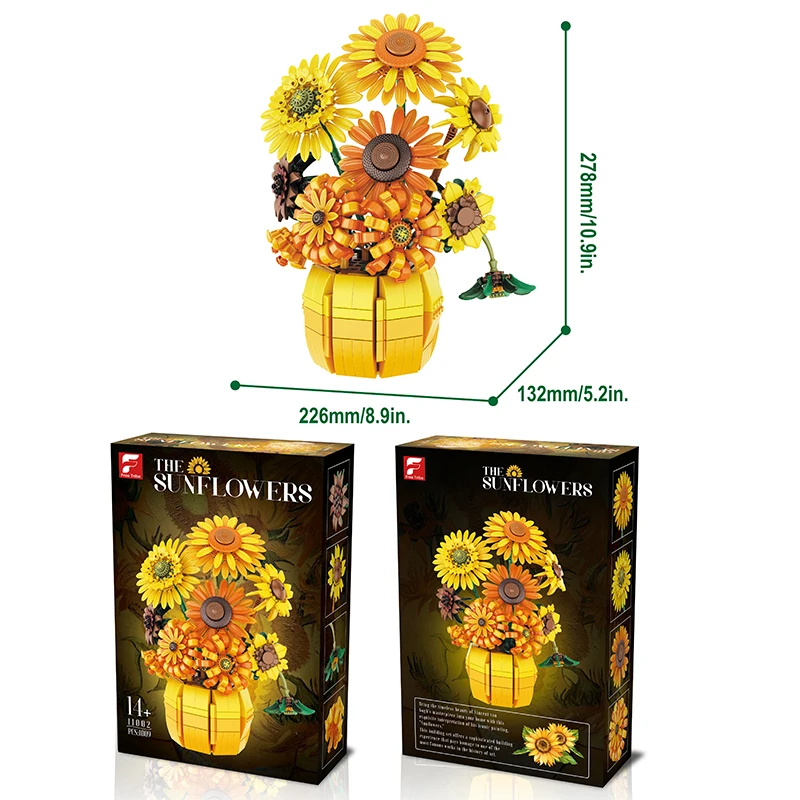Free Tribe 11002 Potted Sunflower Building Blocks - 1009pcs