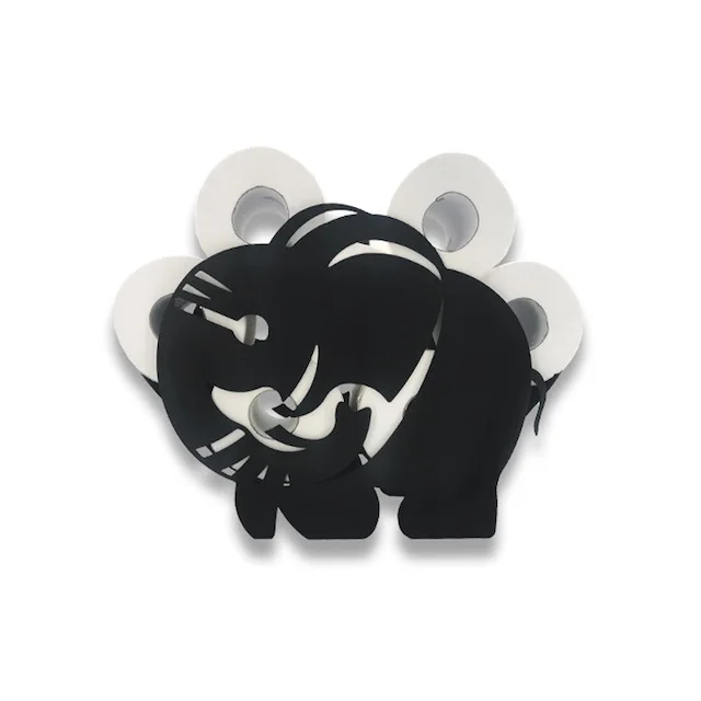 Black Metal Cartoon Cow Toilet Paper Holder - Freestanding Organizer Holds 8 Rolls