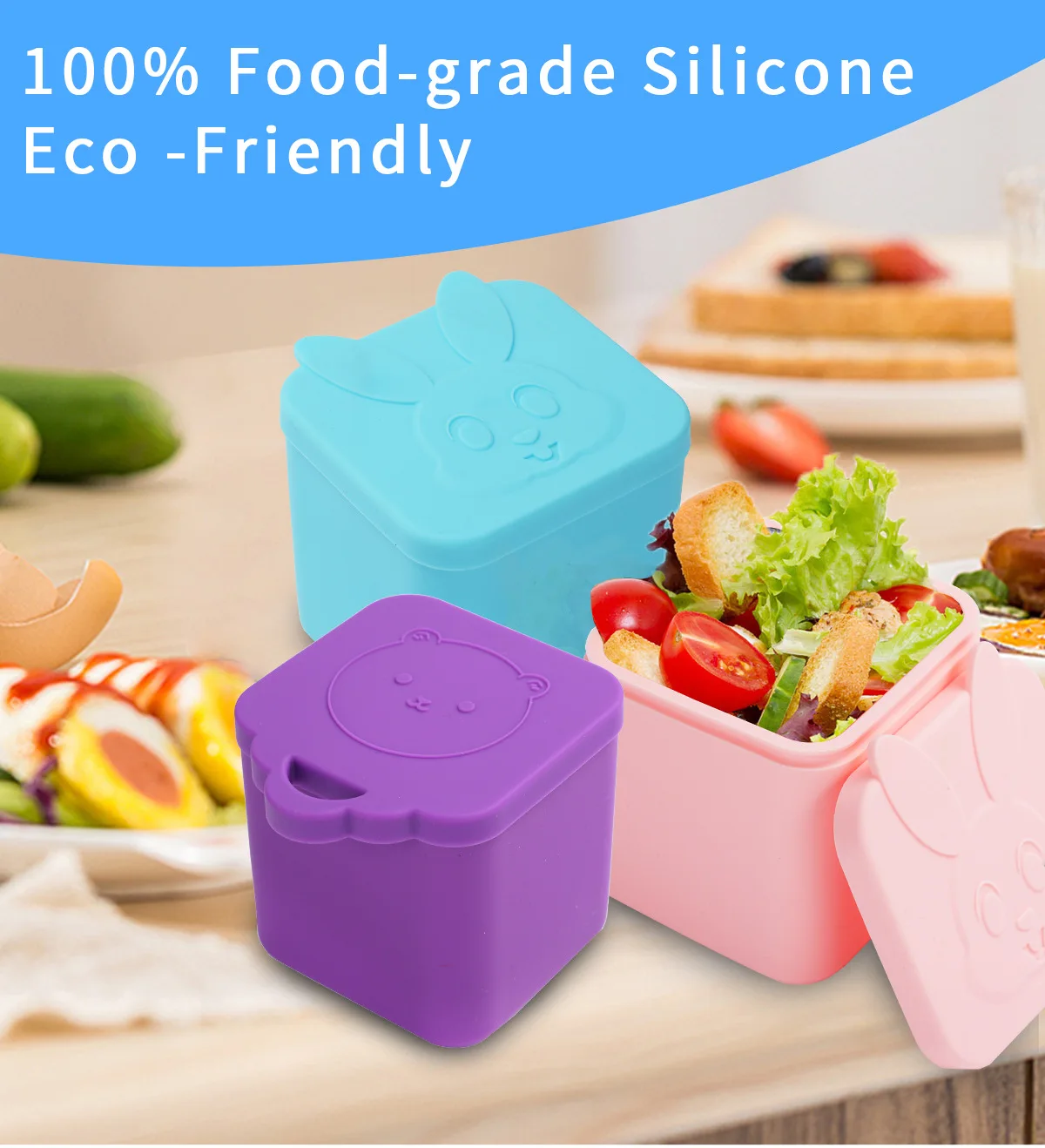 4.5oz Silicone Lunch Box Divider with Leak-Proof Lid for Salad Tomato Sauce Seasoning Dipping Sauce Containers details