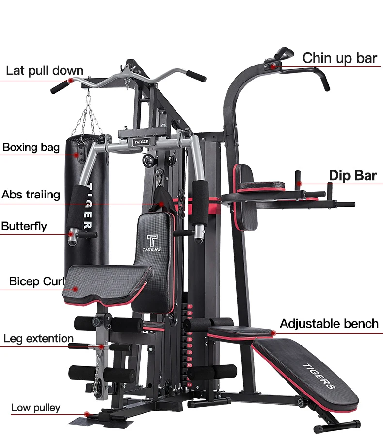 Multi Station Gym Equipment Home 3 Stations Training Strength Large Comprehensive Training