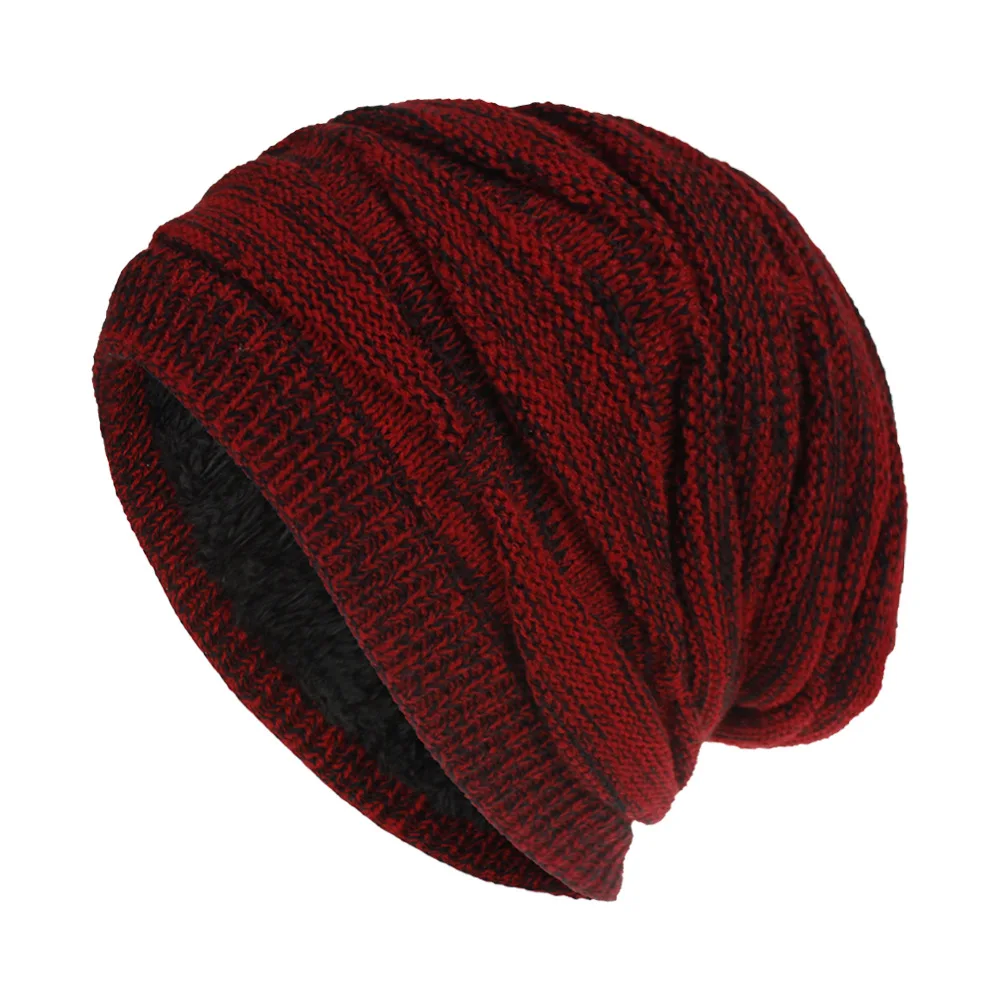 Sombreros de invierno con forro polar suave para mujer, gorro de punto  cálido, gorros gruesos holgados (rojo sandía, talla única)
