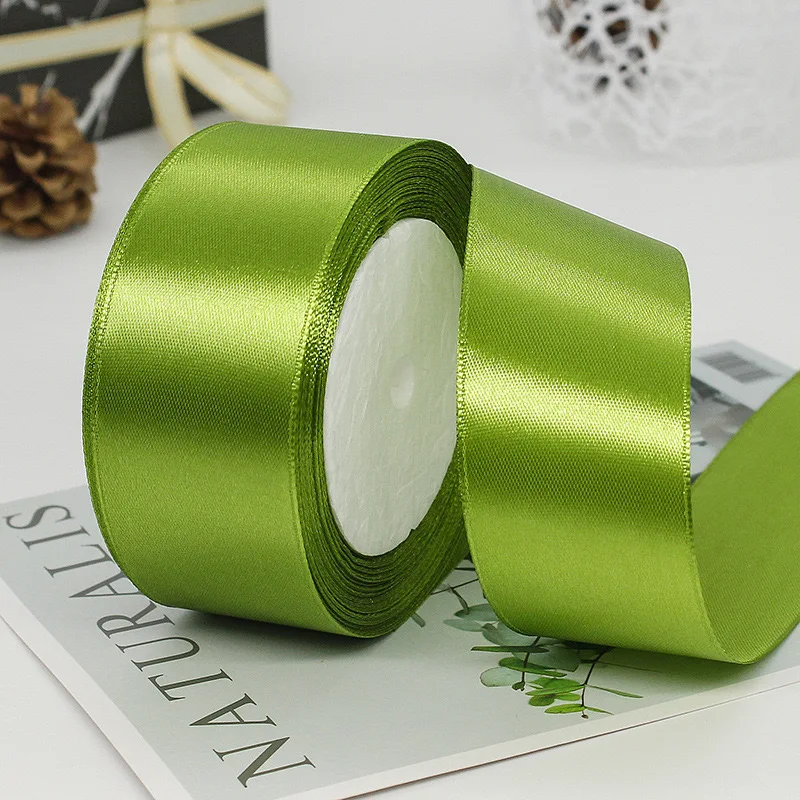 Rouleau De Ruban De Satin, 25 Mm De Large X 25 M, Vert Sauge
