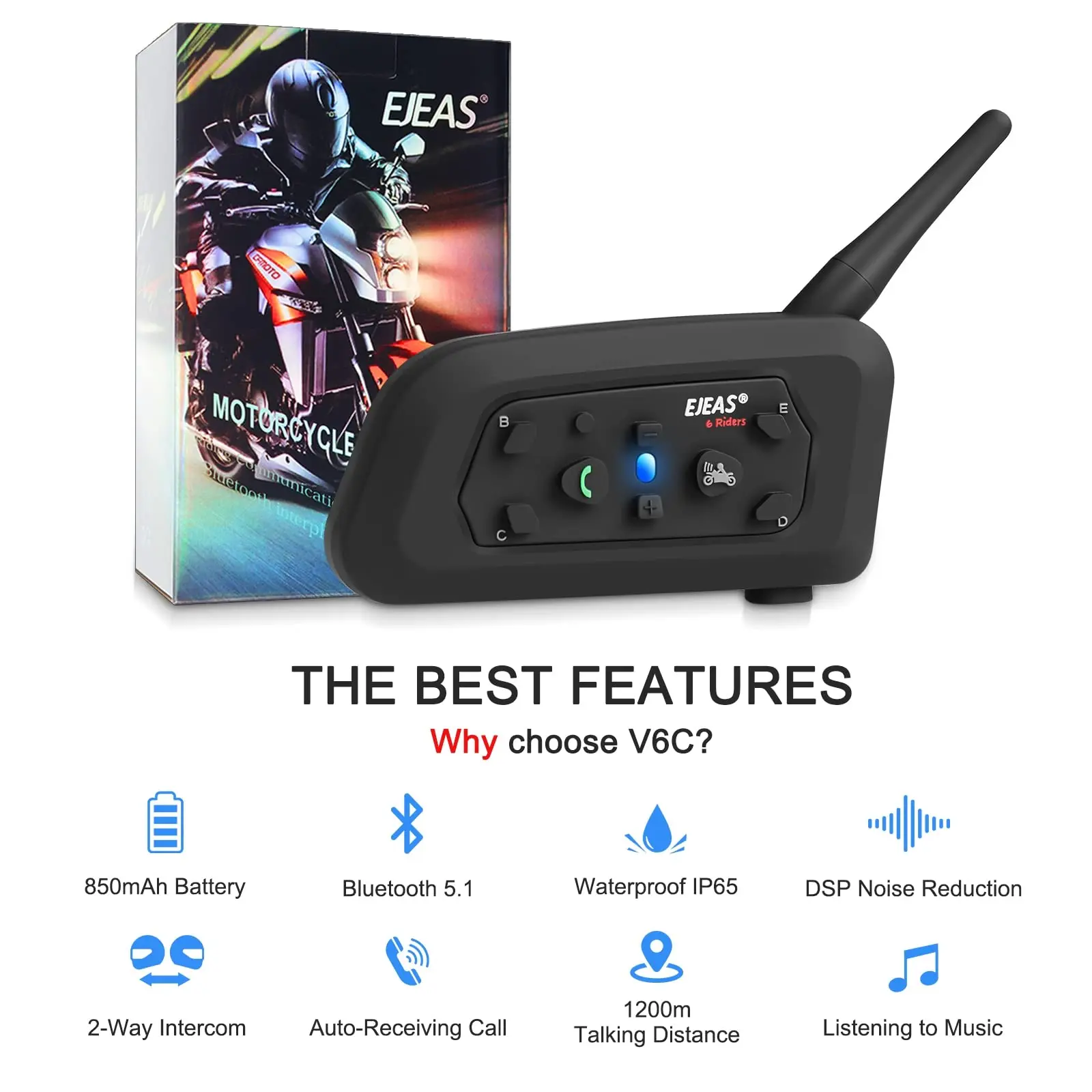 Sports V6C Interphone Sena Referee Motorcycle Intercom bluetooth Helmet Handfree Call Communication System Headset Walkie Talkie