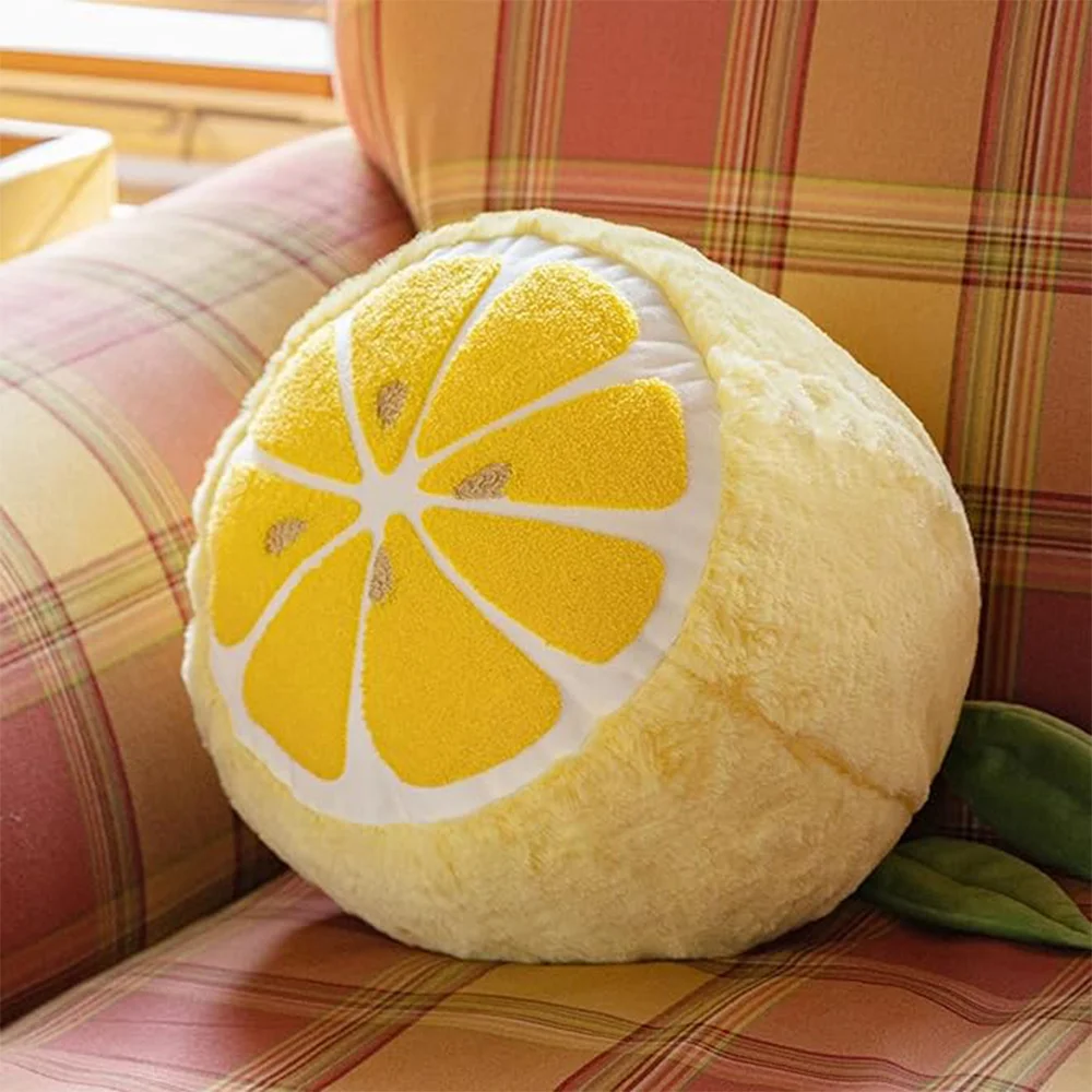 Fun Home Decor of Fruit Themed Shaped Cushion Lemon Shaped Throw Pillow for Couch Bed and Chair