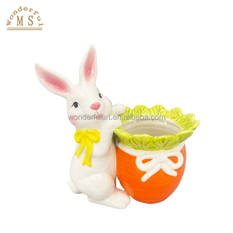 Oem radish dish Shape food Holders 3d Style tray vegetable rabbit jar Ceramic porcelain Easter salad seasoning carrot plate
