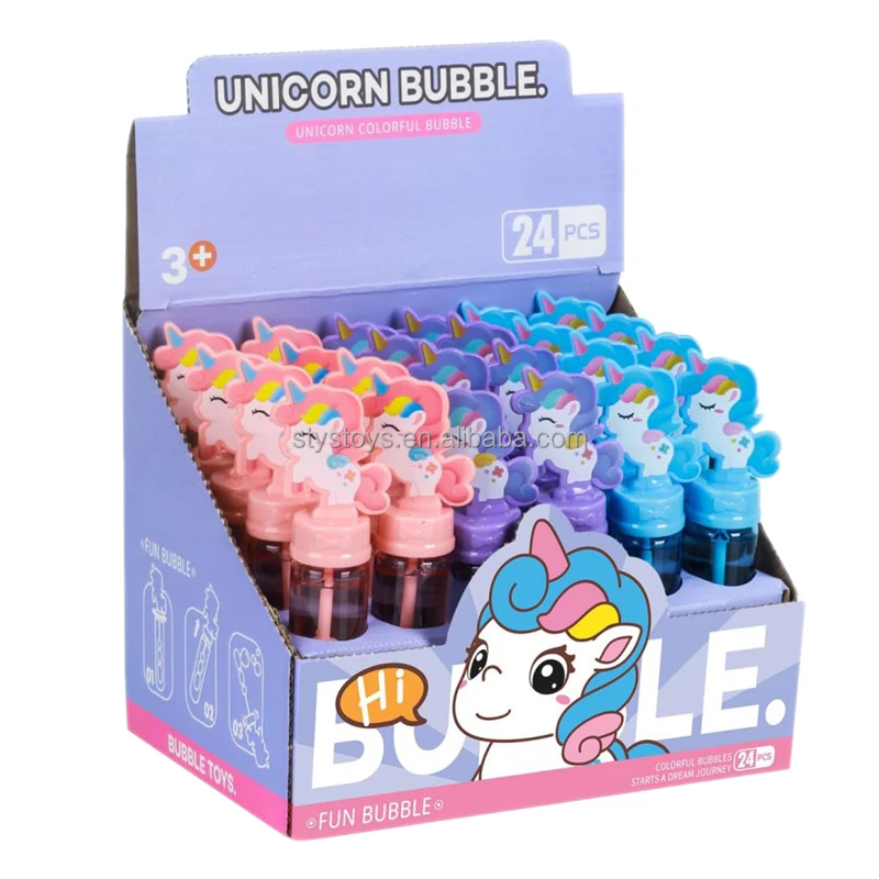 12 Tubes à Bulles Licorne 10,5 Cm - Solution à Bulles Incluse, Couleurs Pastel, Pour Fêtes, Jeux Extérieurs - 4