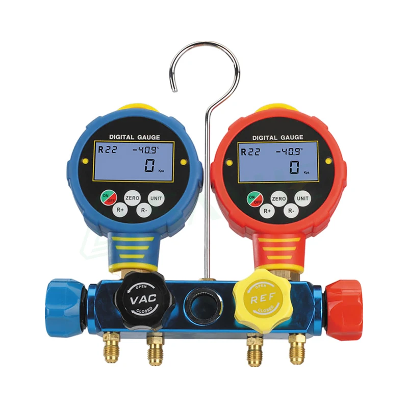 High Accuracy Measuring Instruments LCD Display Hvac Gauges Digital Manifold Pressure Gauge Set