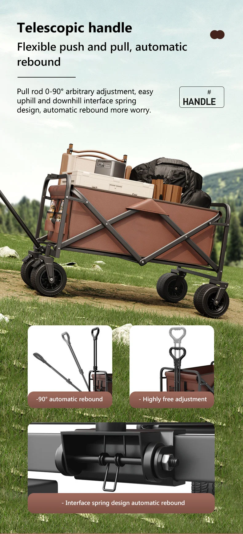 Outdoor Collapsible Foldable Folding Carry Beach Trolley Camping Wagon Camping Cart Folding Wagon Cart Picnic Cart