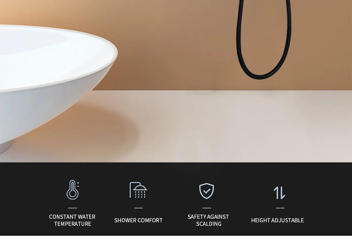 Modern Brass Round Dual Function Bar Valve Shower System - Black factory