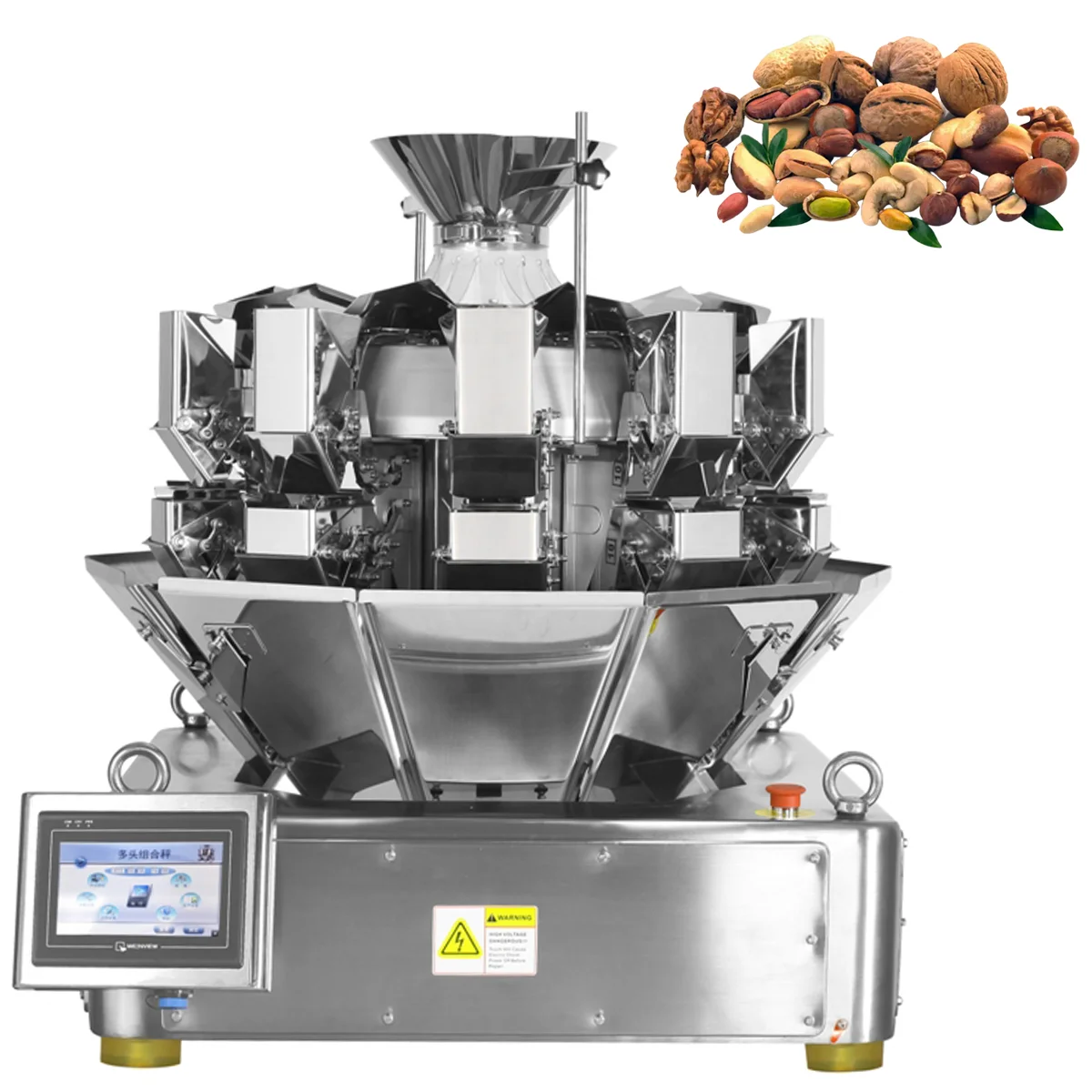 Fully Automatic Salad Weighing Machine 10 14 Mini Multihead Weigher Packing Machine for Nuts Chips