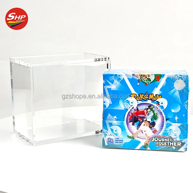 SHP Wholesale Acrylic Pokemon Booster Box 1st Edition Cards Hard Case  Protector With Strong Magnet Lid Display case