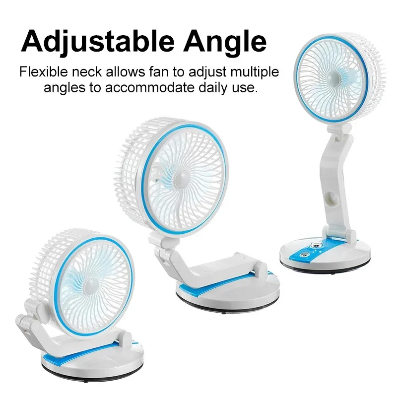 USB Mini Fan Home Desktop Portable Outdoor Cooling FanMultifunction Fan Foldable with LED Light Speed Adjustable