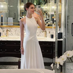 Backless Sexy Prom Dress 2026 Twist White Dress for Women Long Skirt Wholesale