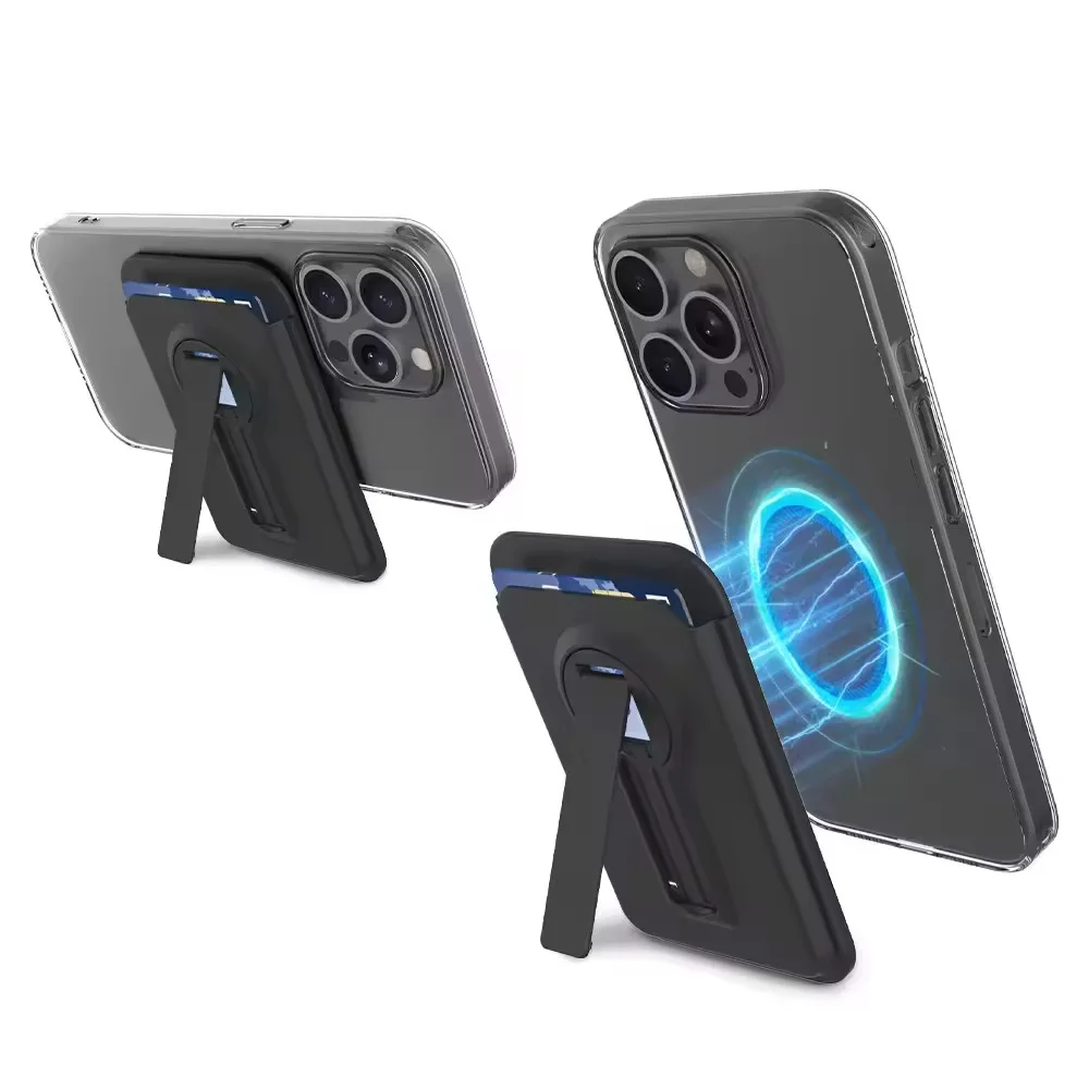 360° Rotating 3 Speed Adjustable Desktop Stand Strong Magnetic Wallet Foldable Desktop Phone Holder Plastic Card Bag