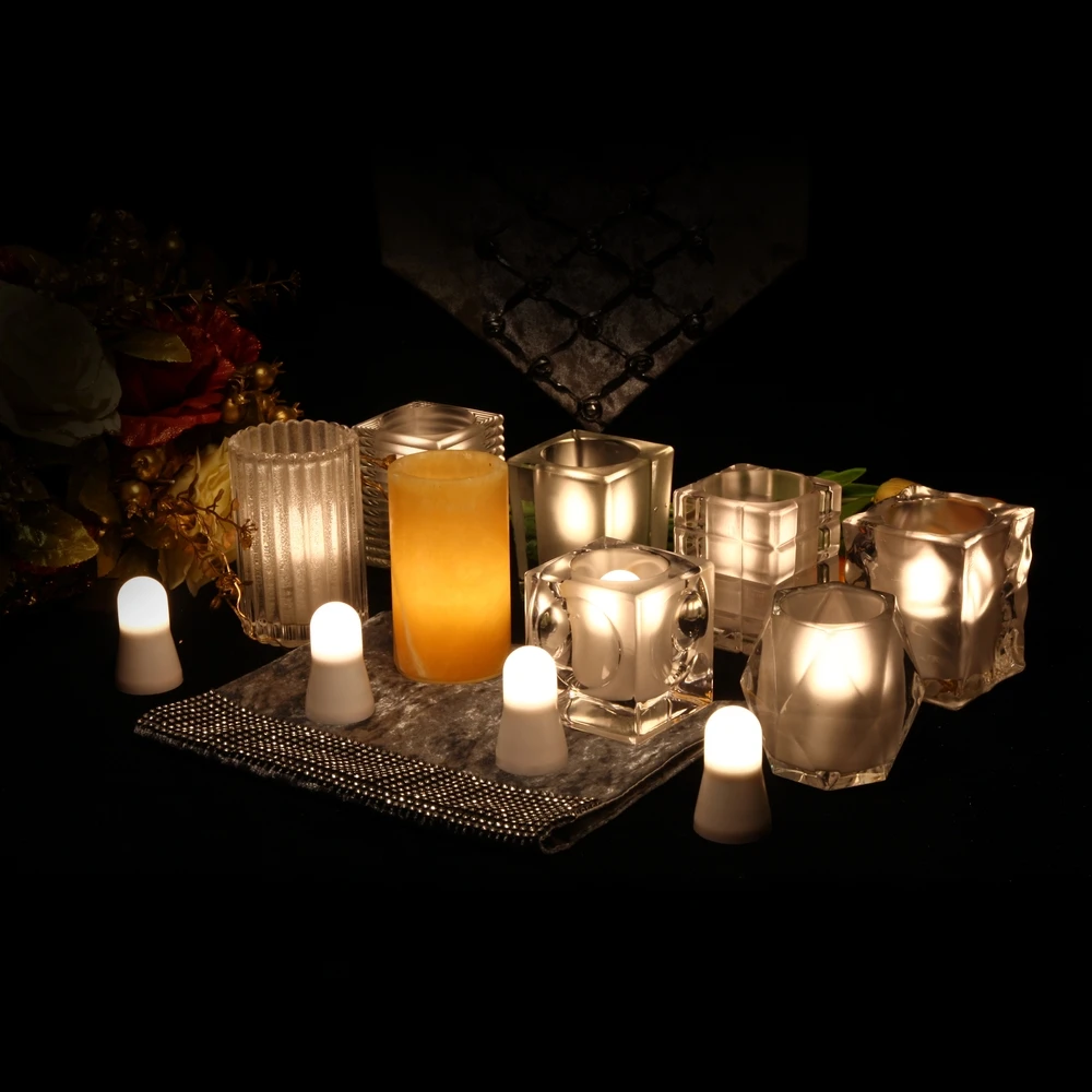 4 Pcs Cordless Linkable Inductive Rechargeable LED Candle Flicker Tealight Candles for Home Hotel bar Decoration