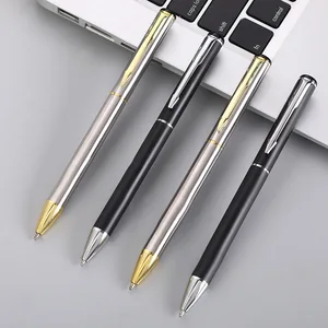 High Quality Business Gift Silver Metal Ball Pen with Custom Logo Office Supplies Promotion Twist Metal Ballpoint Pen