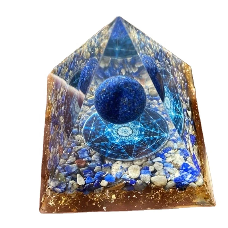 1pc Ogan Positive Energy Pyramid Desk Decoration Lapis Lazuli Pyramid