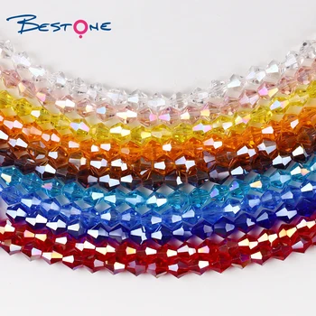 Bestone Wholesale Jewelry Making Beads 4mm 6mm 8mm 10mm AB Color Faceted Bicone Glass Crystal Beads