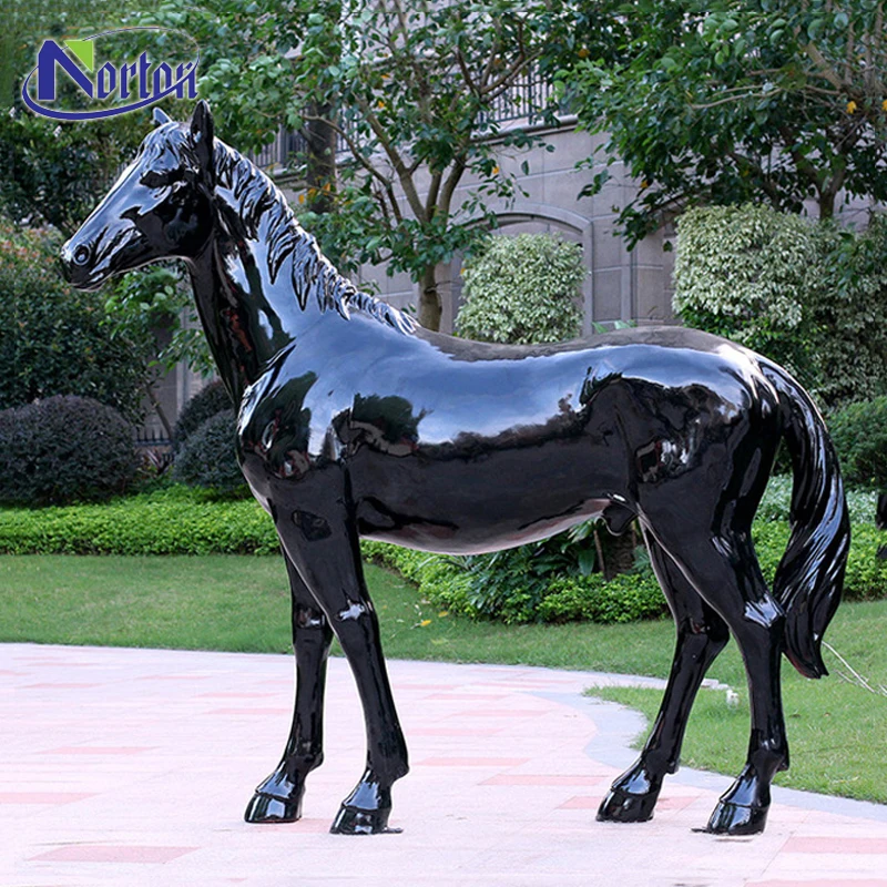 Lampe design cheval noir en fibre de verre
