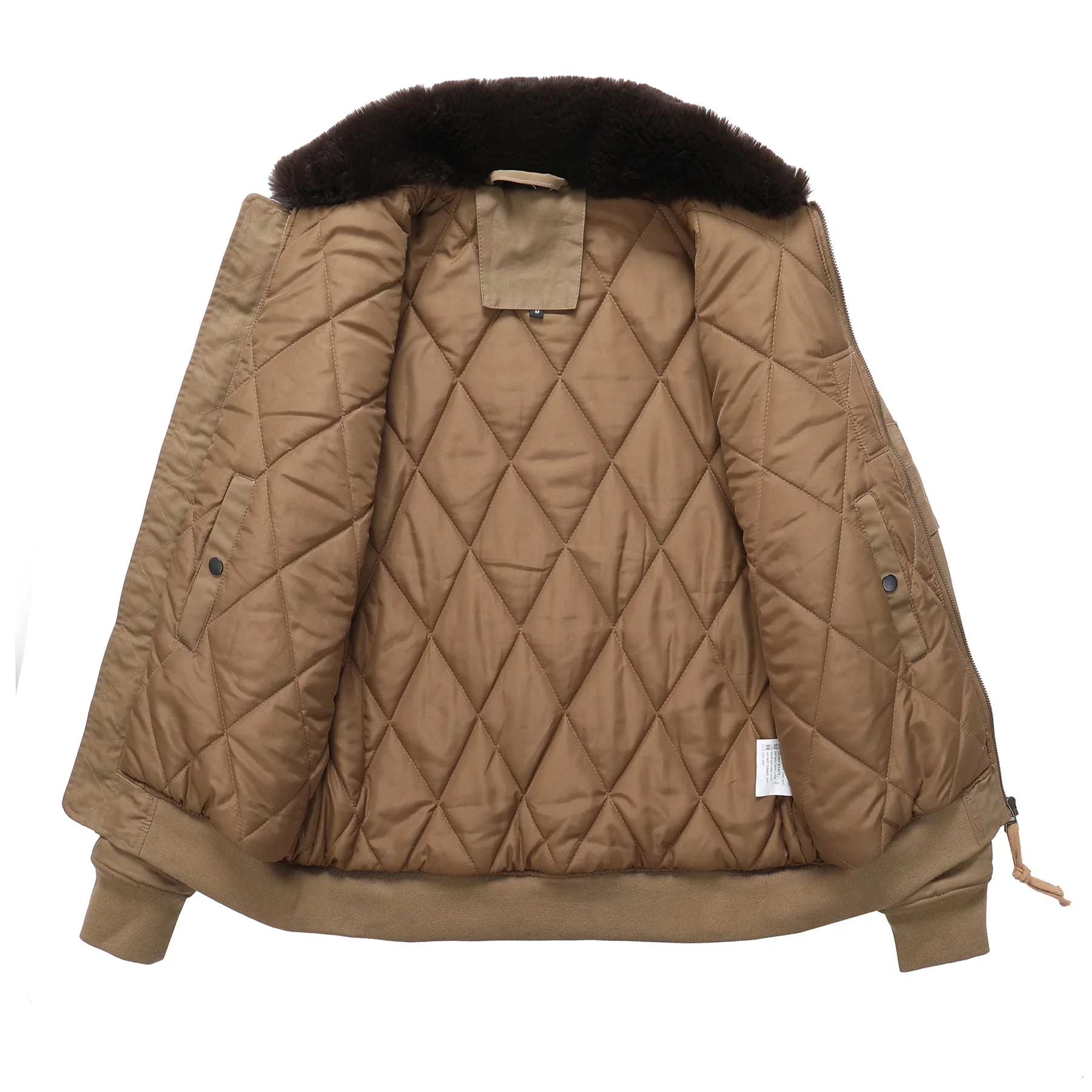 mens winter thick cotton fabric classical pilot jacket with fur collar high quality outdoor autumn coat mens_voghion.com
