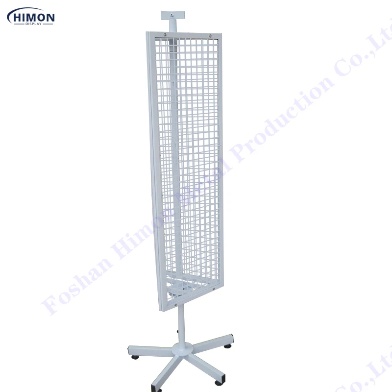 Customize Floor Rotary Turntable Revolving Metal 3 Side Wire Grid Spinning Rotating Product Display Stand Rack