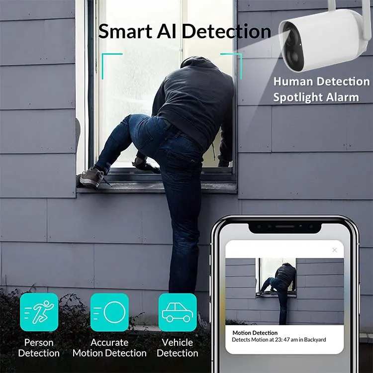 VicoHome 2MP Low Power Solar Battery Camera Human Detect Battery Camera WIFI Two Way Audio Battery Camera