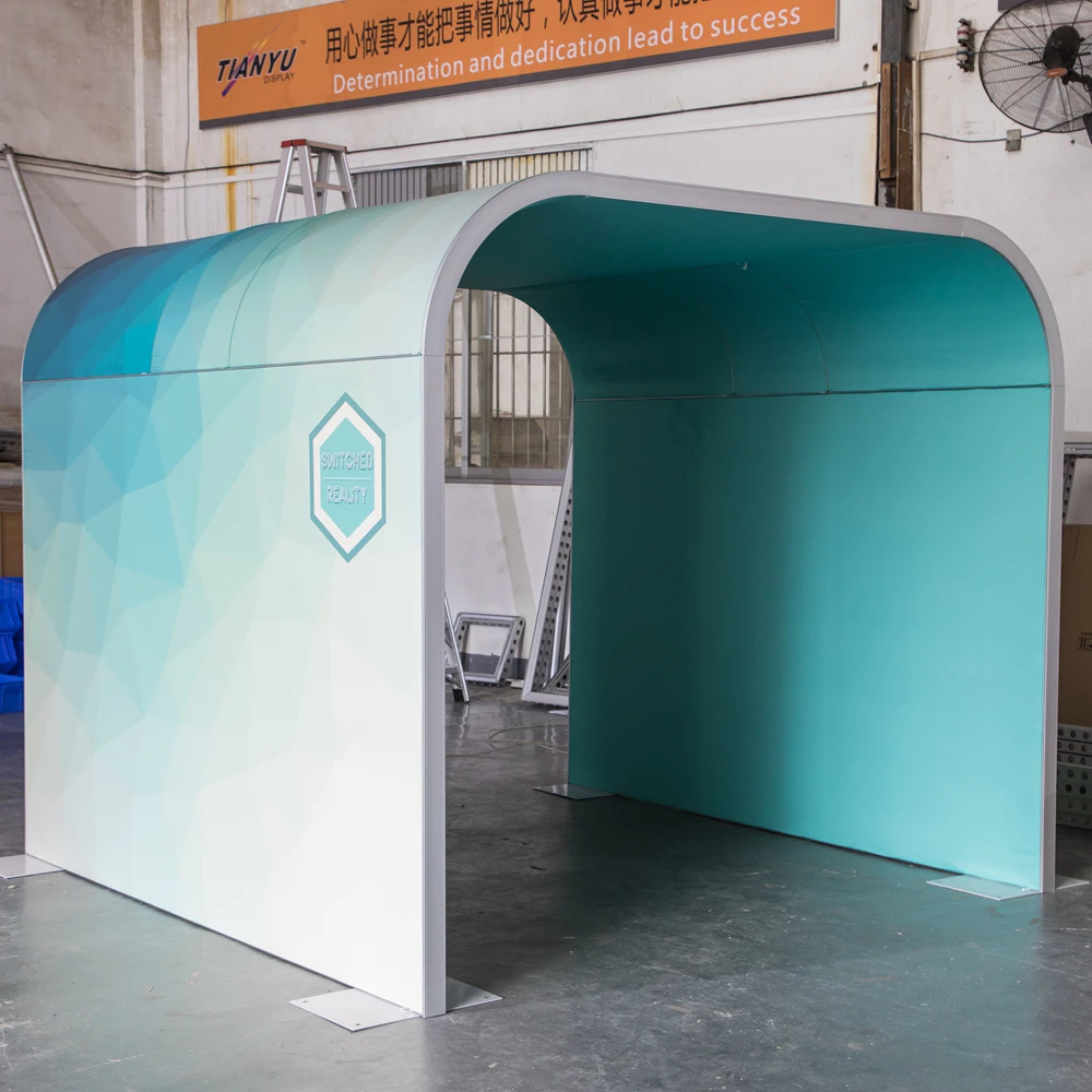 Trade Show Simple Mall Set up Stand 3D Models 10 X 10 Portable Display Advertising Curved U Shape Exhibition Booth