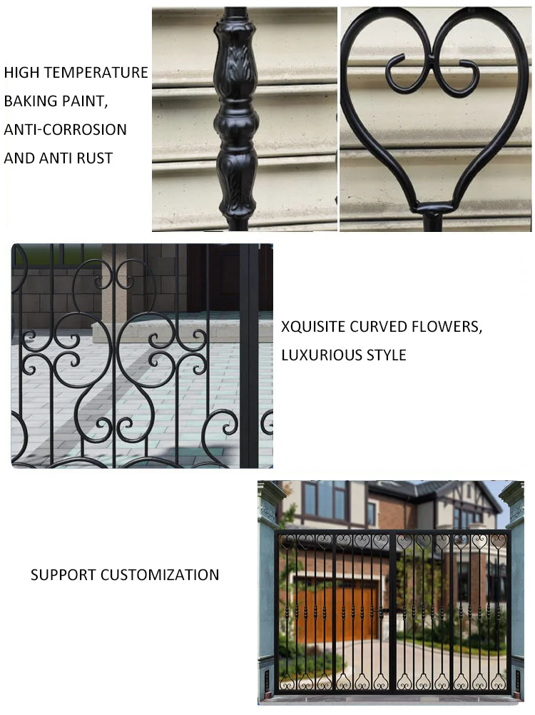 High Quality Galvanized Metal Models Wrought Iron Gates Single Main