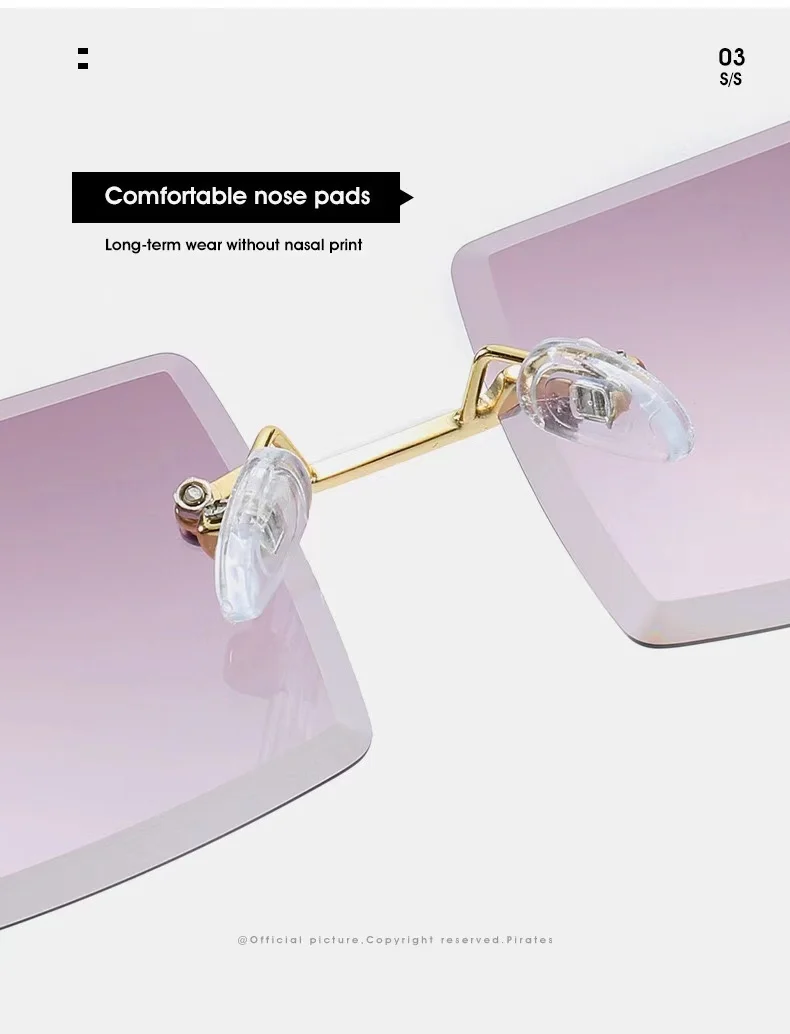 Fashion Alloy Material Glasses Retro Men's and Women's Outdoor Glasses General Trend Rectangular Rimless Sunglasses