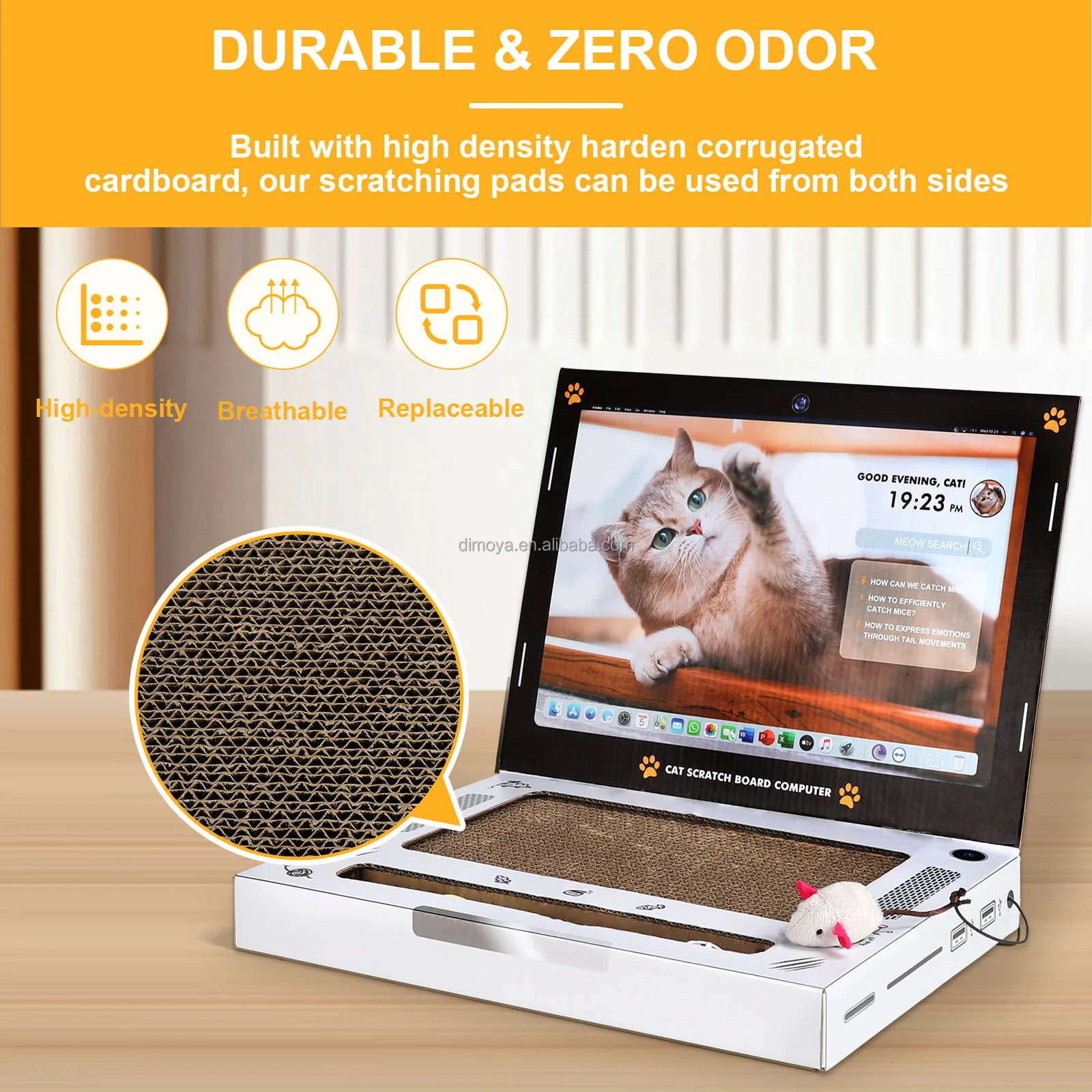 Wholesale Foldable 3in1 Corrugated Cardboard Cat Scratcher Laptop