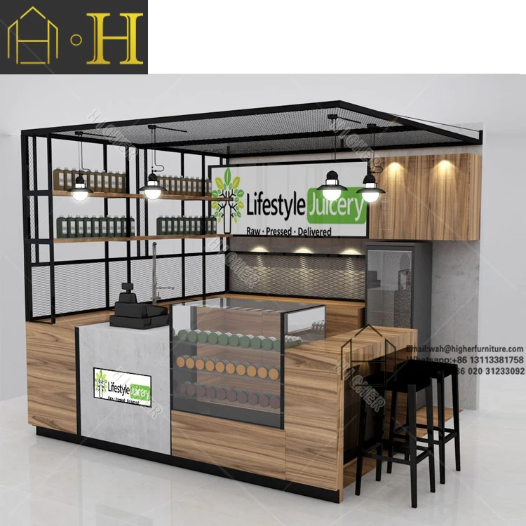 Coffee Shop Counter Design Mall Kiosk Cafe Counter Customized Commercial Coffee Counters Furniture Modern Food