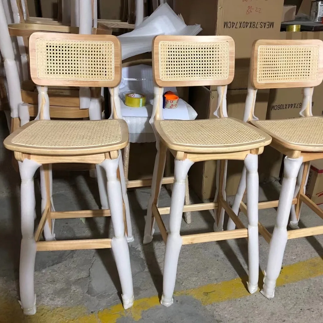 Dining Chairs With Rattan Backrest Modern Metal Counter Height ...