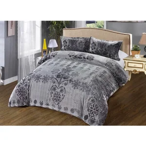 Print Flower Blanket 3pc Set Super Soft & Warm Sherpa Heavy Winter Comforter King Size