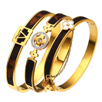 Zircon Pearl 18K Gold Plated Stainless Bangle