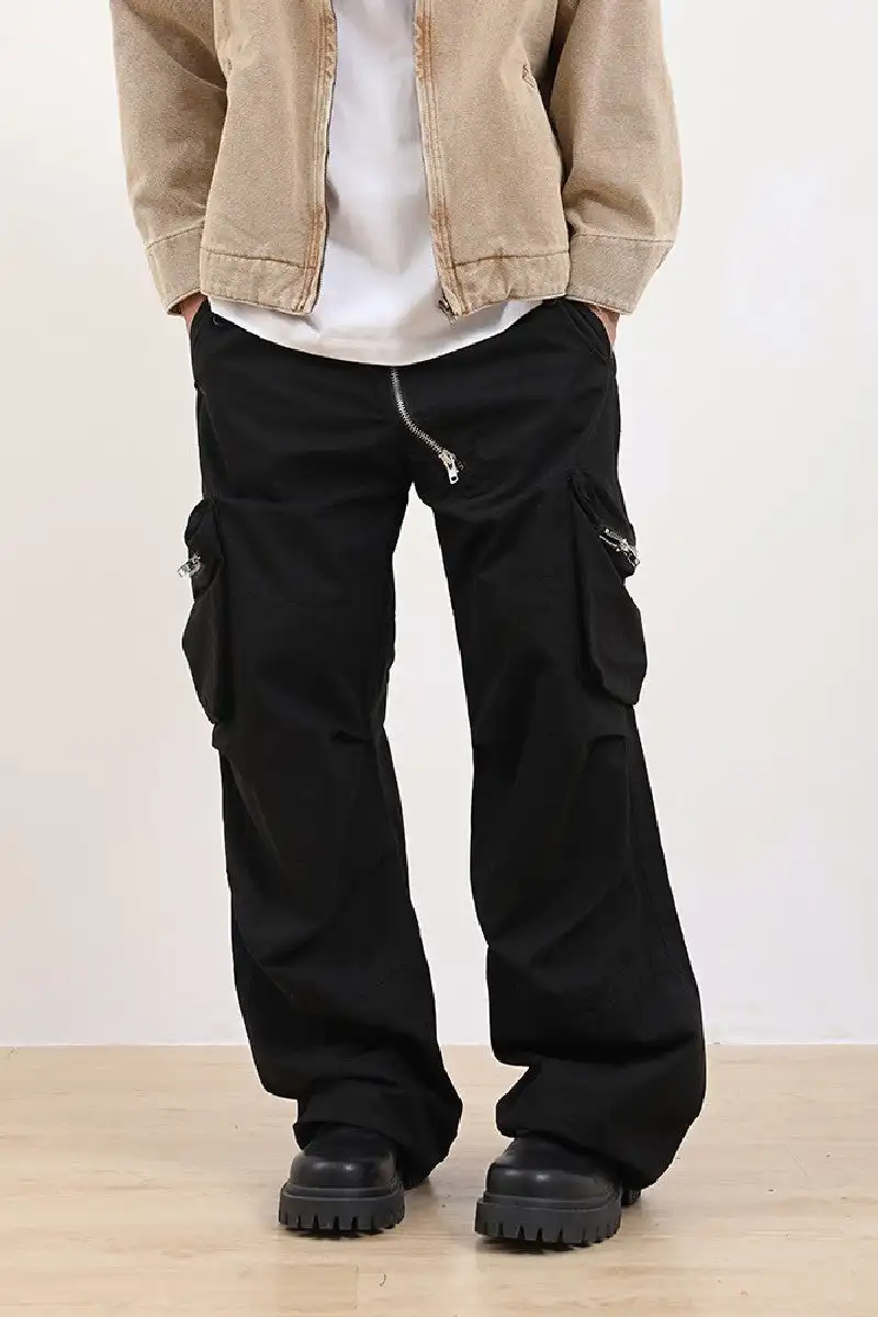 Softshell Canvas High Waist Vintage Distressed Jogger Waterproof Plastic Foot Multipocket Black Reflective Men Winter Cargo