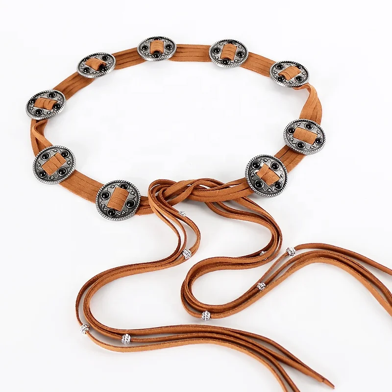 Bohemian Tassel Waist Belt - PU Leather, Weave & Vintage Style, 65in WHIPPY Boho Turquoise Belt for Women Wax Rope Braided Waist  main image 2