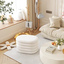 Home Furniture Teddy Fur Velvet Pouf Ottoman Foot Stool Storage Pouffe