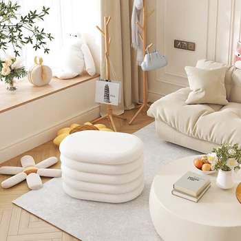 Home Furniture Teddy Fur Velvet Pouf Ottoman Foot Stool Storage Pouffe