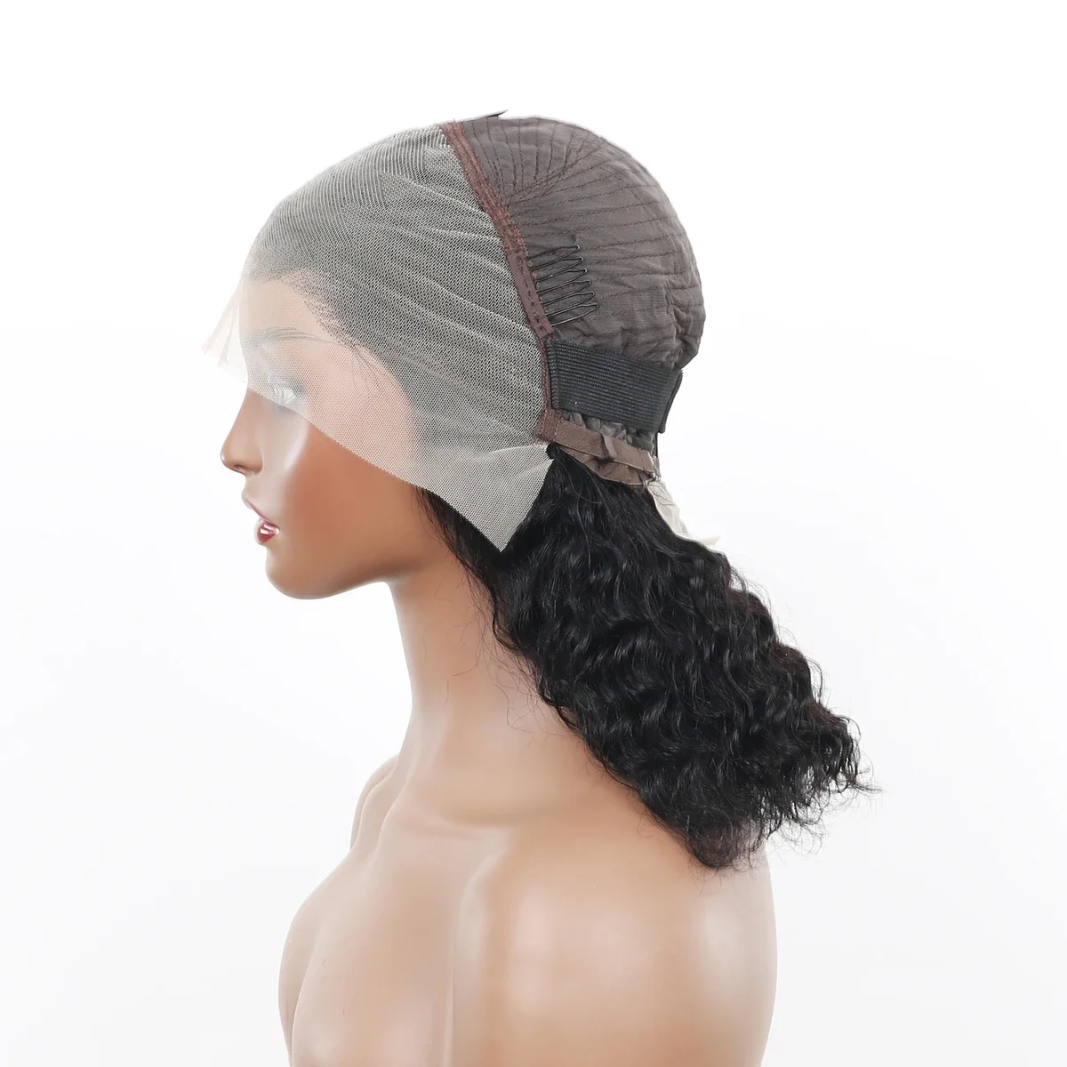 Deep Wave Human Hair Short Bob Wig With Lace Frontal 180 Density_voghion.com