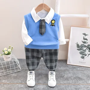 Autumn Kids Boutique Clothing Sets Toddler Boys Clothes Set 3Pcs Coat Long Sleeve Shirt and Pants Casual Children's Clothing Set