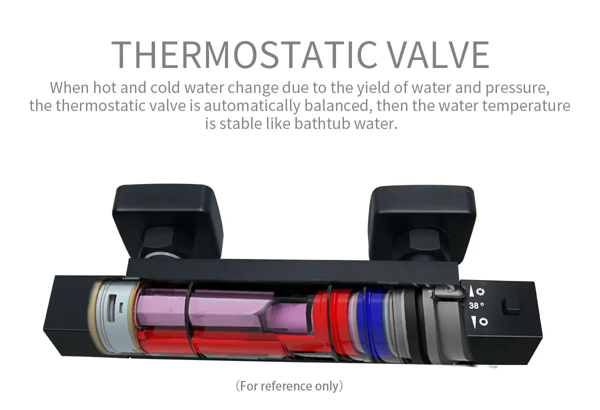 Modern Brass Square Single Function Bar Valve Shower  System - Black supplier
