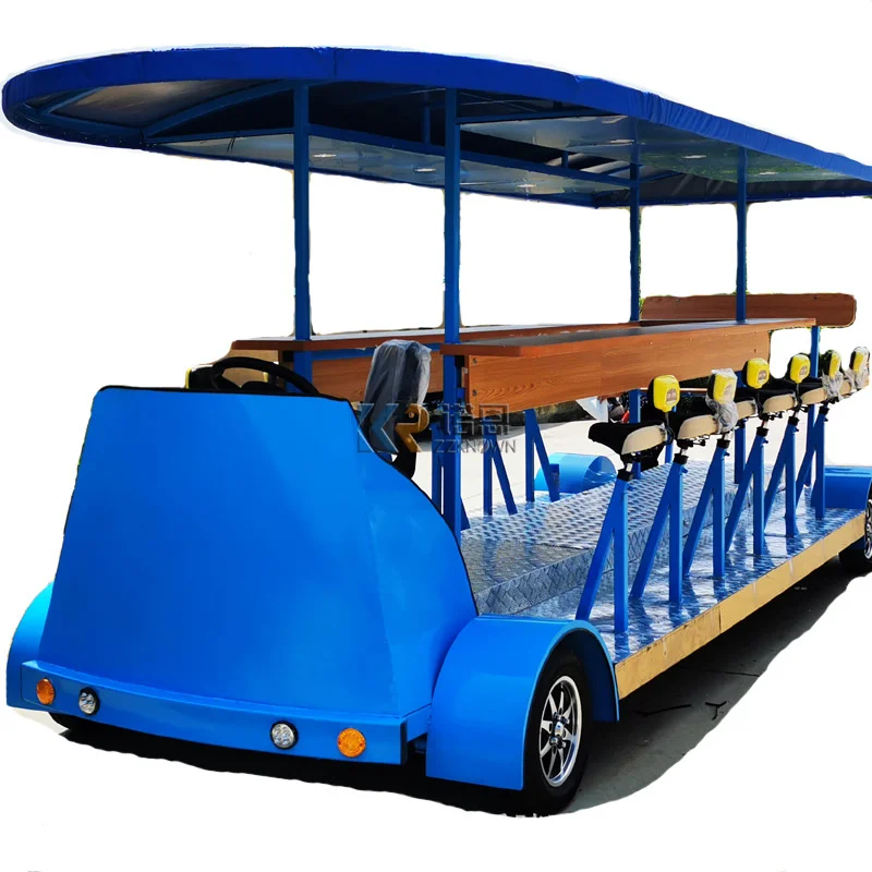 Best Blue Wood Beer Cart Pedal Pub Bike With Dispenser Bar Cycle