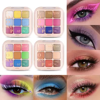 Beauty Cosmetics Wholesale 9-color Colorful Matte Eyeshadow Coral Glitter Nude Brown Metal Cosmetics Eye Makeup Palette