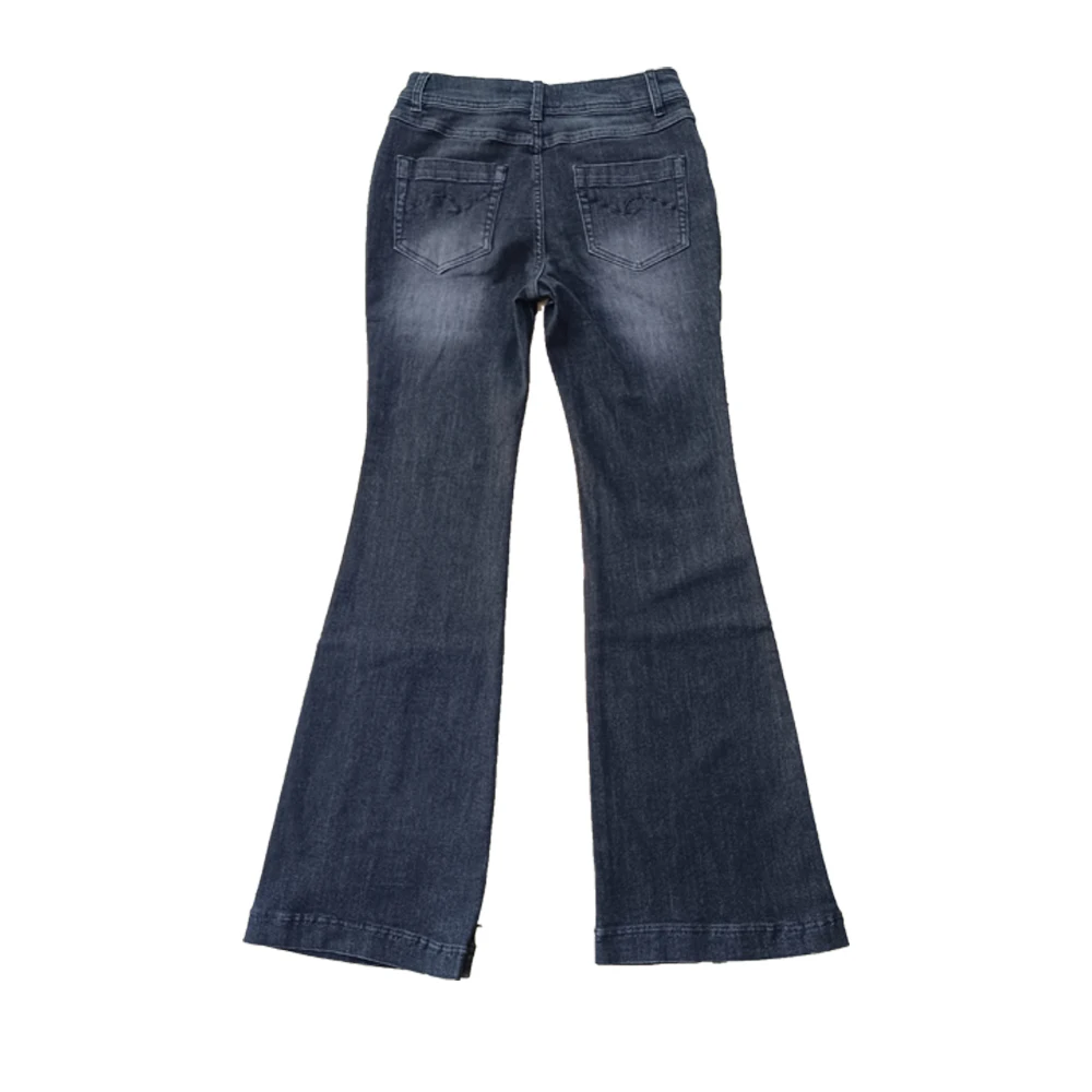 Contrast Stitching Slightly Flared Stretchy Cowgirl Bootcut Jeans Low Rise Jeans Vintage Plaid Custom Women High Waist Wear