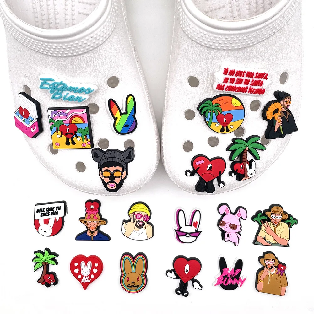 22 Designs Pvc Bad Bunny Charms Sandal Shoe Buckle Decorations Gifts ...